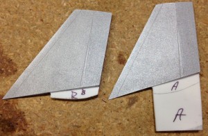 Fins showing cutting guides on the tabs